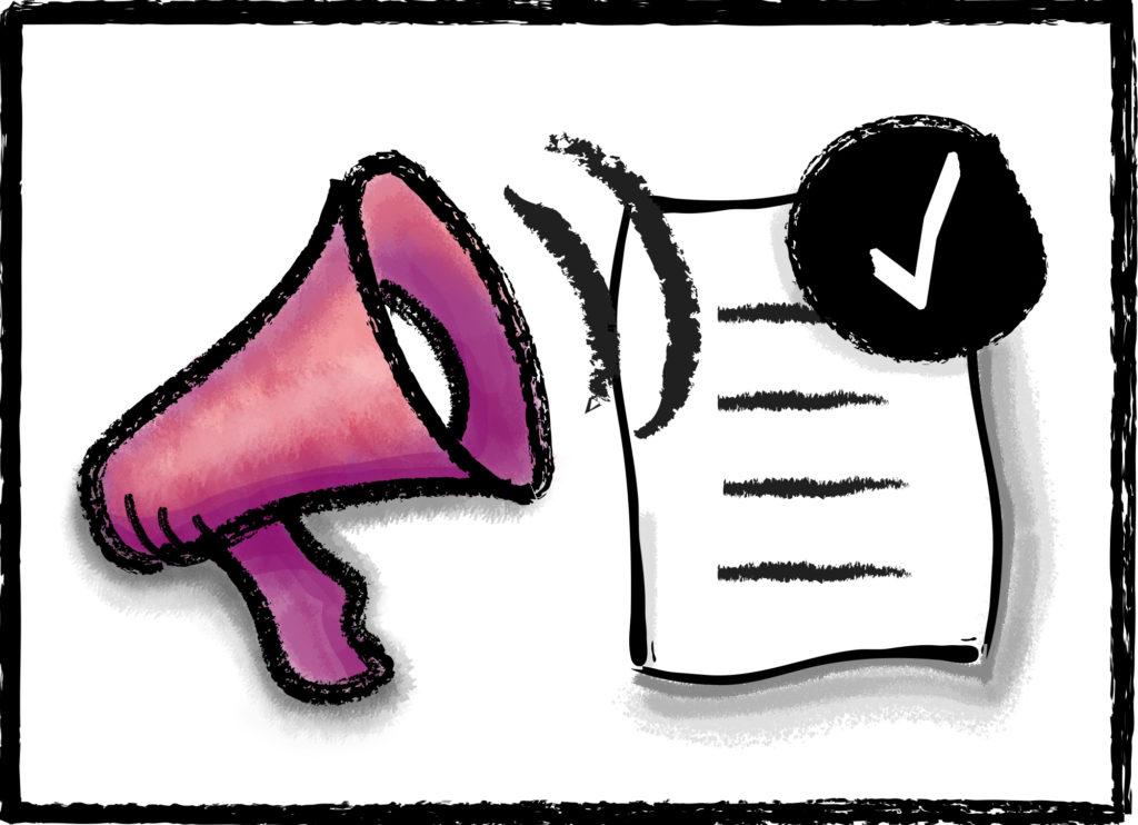 megaphone and checklist