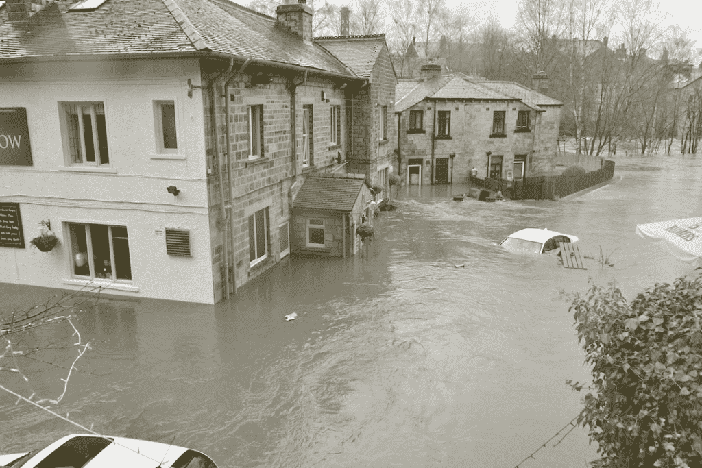 Flooded houses