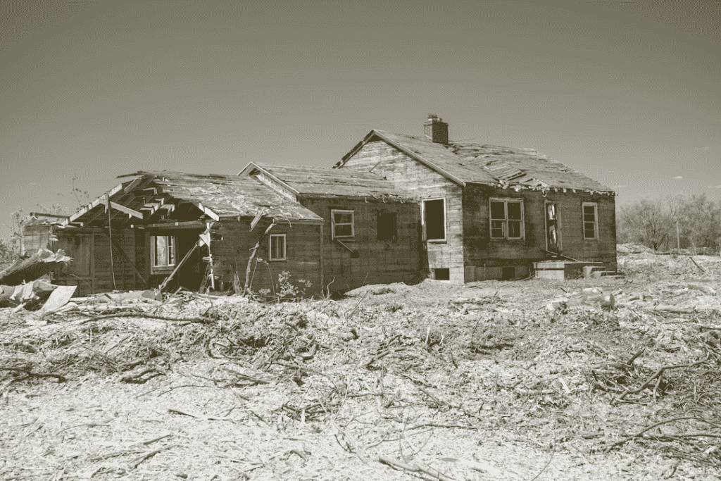 Damaged home post hurricane