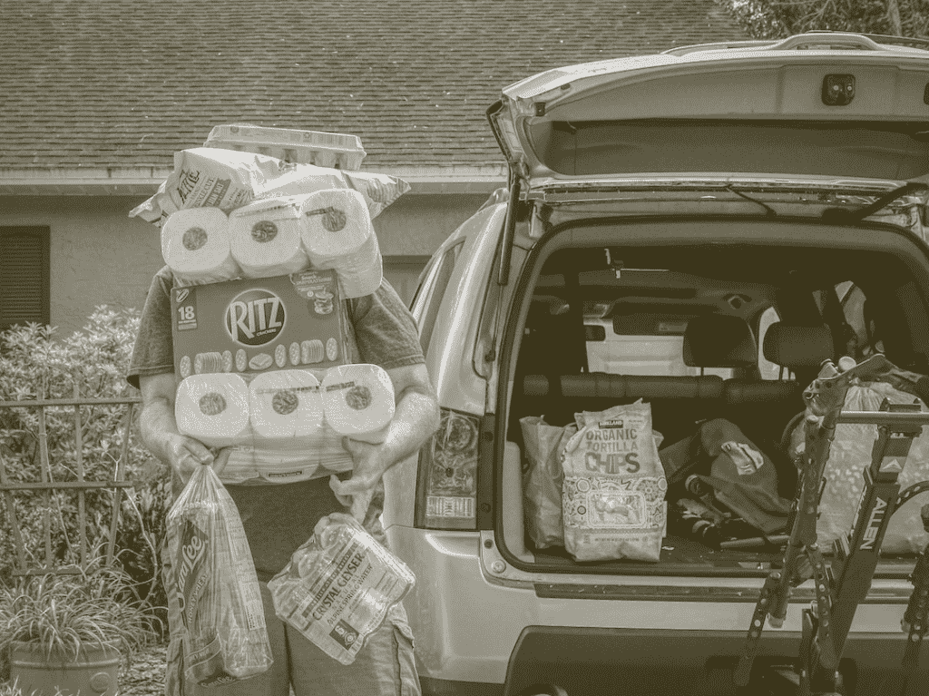 Car with supplies for Hurricane Prep Drills