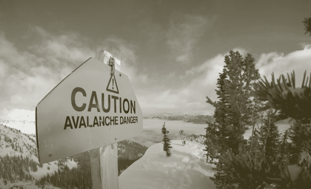 "Caution avalanche danger" sign