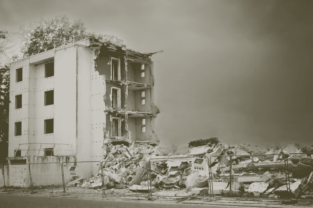 Building that has partially collapsed after an earthquake