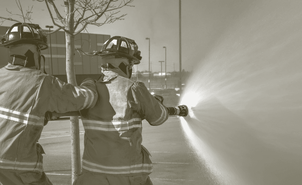 Firefighters fighting house fire