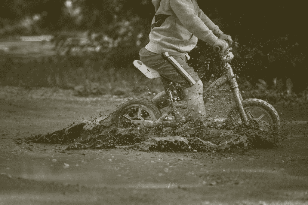Biking through muddy water