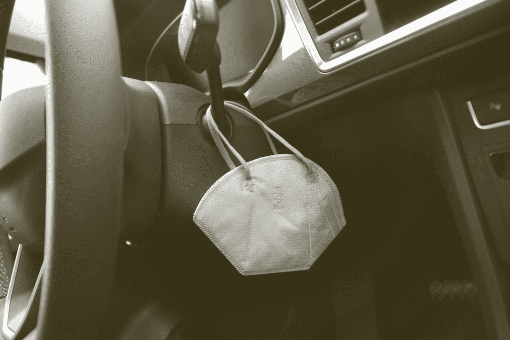 KN95 mask stored in car