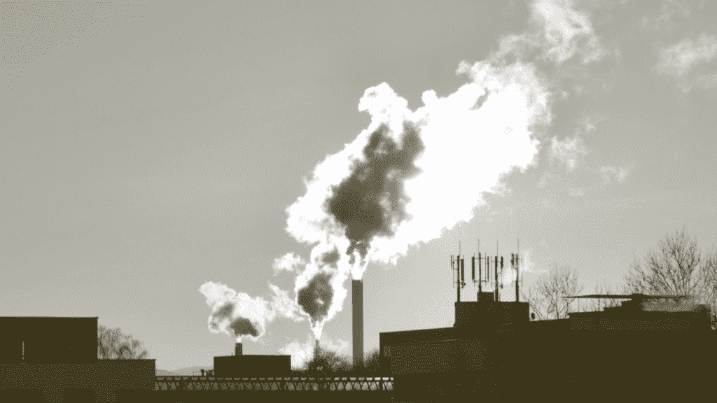 factory with smoke stacks