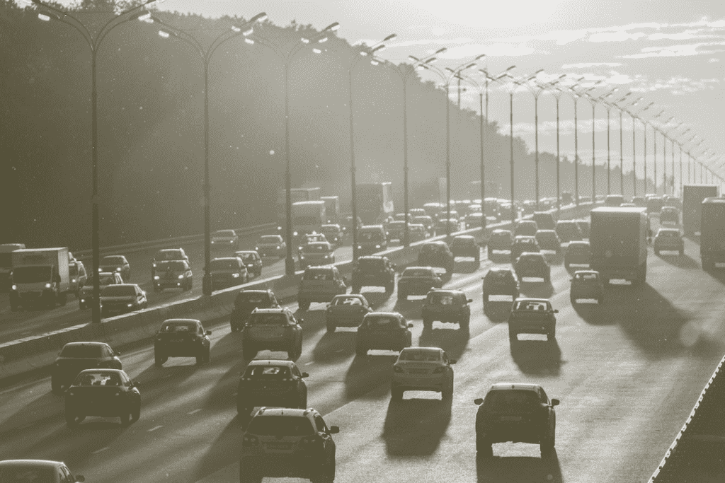 Cars on a busy freeway