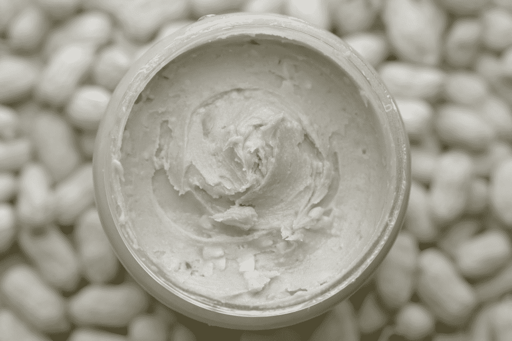 Open jar of peanut butter