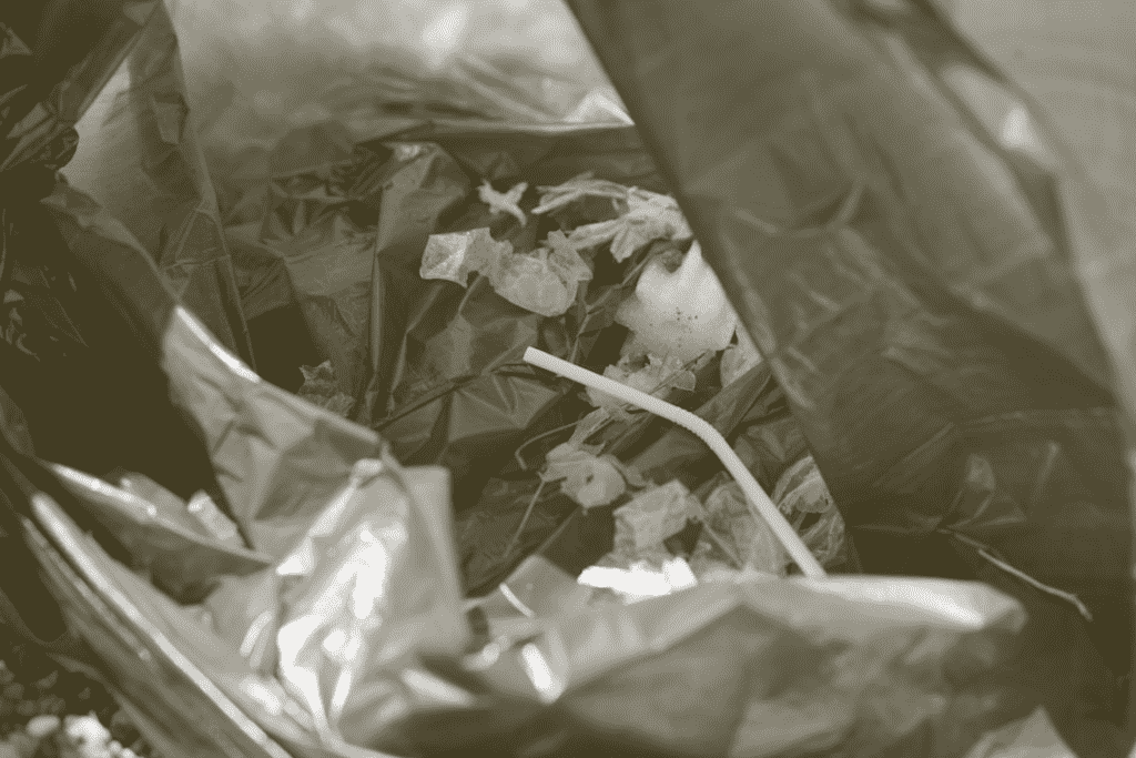 straw in trash