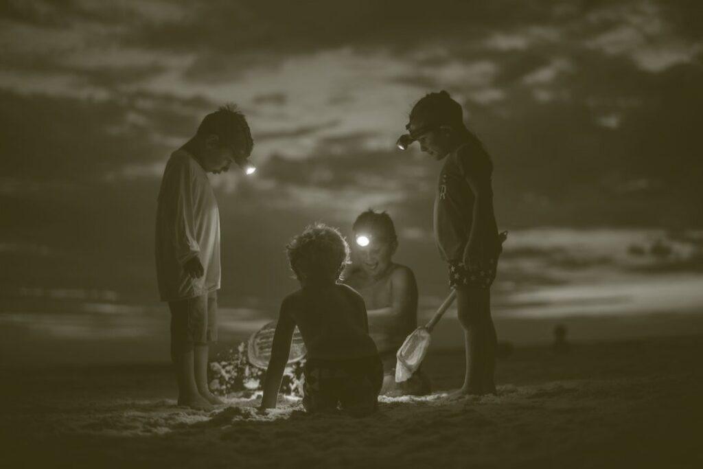 kids with headlamps