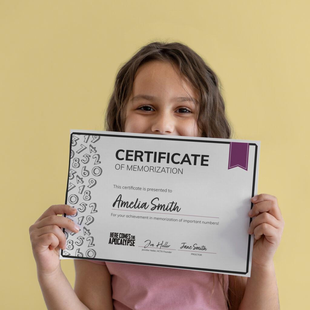 Certificate of memorization!
