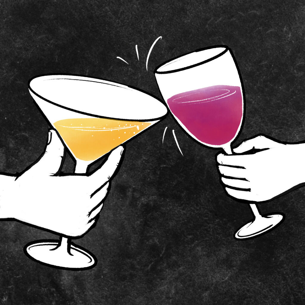 Two glasses cheersing